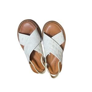 Clergerie Faux Croc Skin Stacked Sandals Sz 38 (7.5/8)